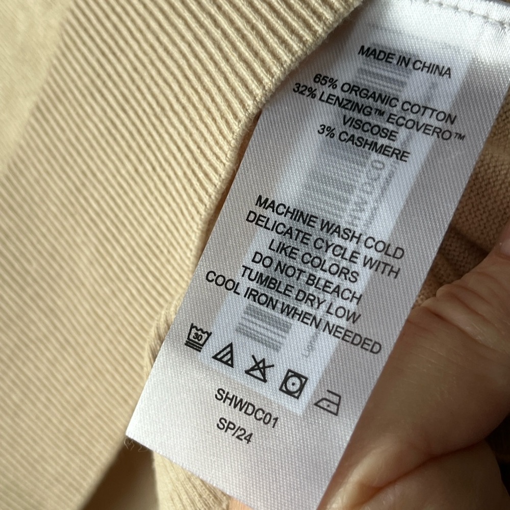 Quince women’s beige crew neck sweater, cotton, new (mint) - Picture 4 of 6